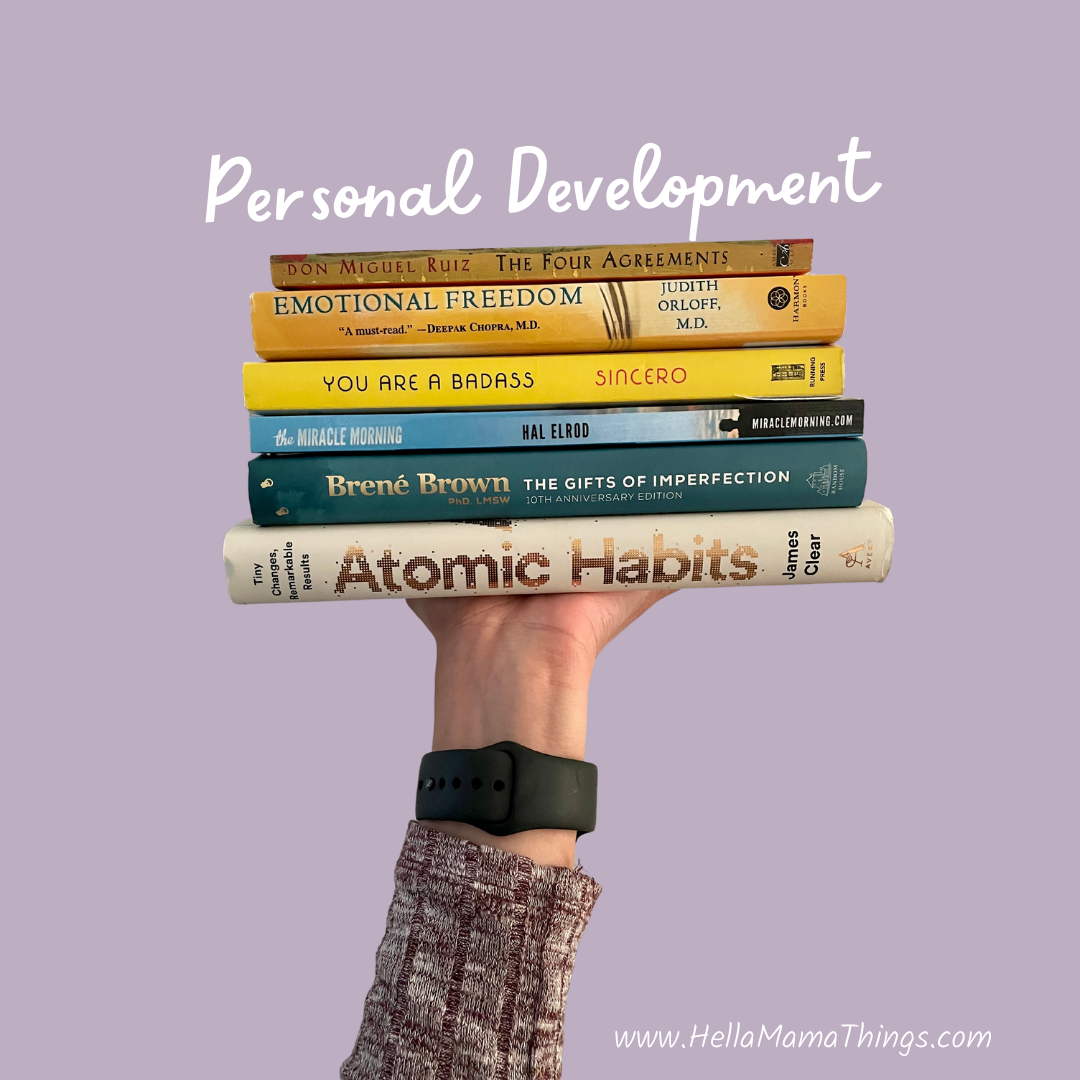 stack of 6 personal development books on hand