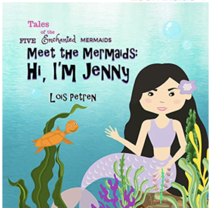 Book cover - mermaid under water; Meet the Mermaids Hi, I'm Jenny